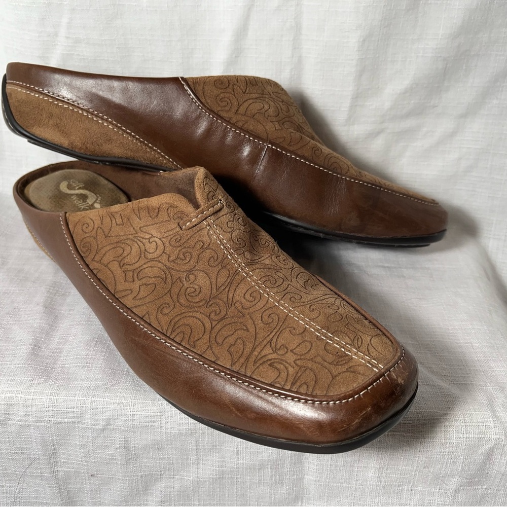 Soft Walk Women’s 11 N S9000345 Tan Brown Suede Embellishment Clogs/Mules